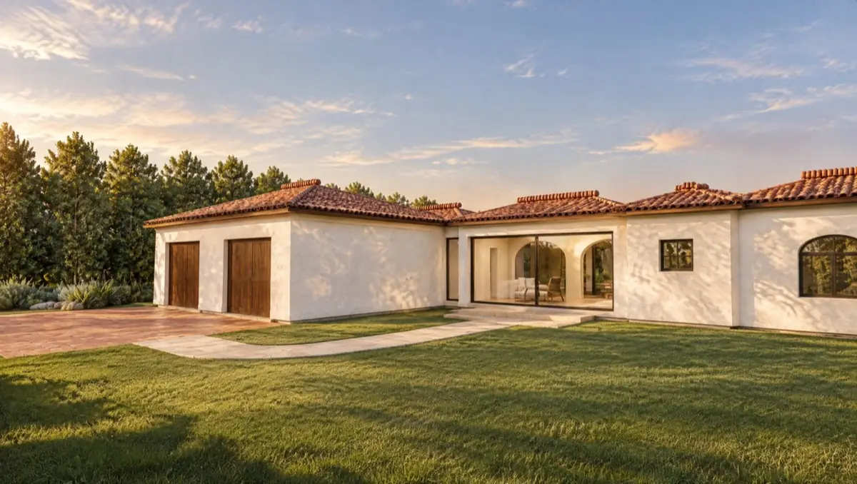 Original listing photo of a white villa in daylight